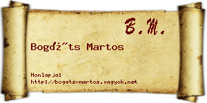 Bogáts Martos névjegykártya